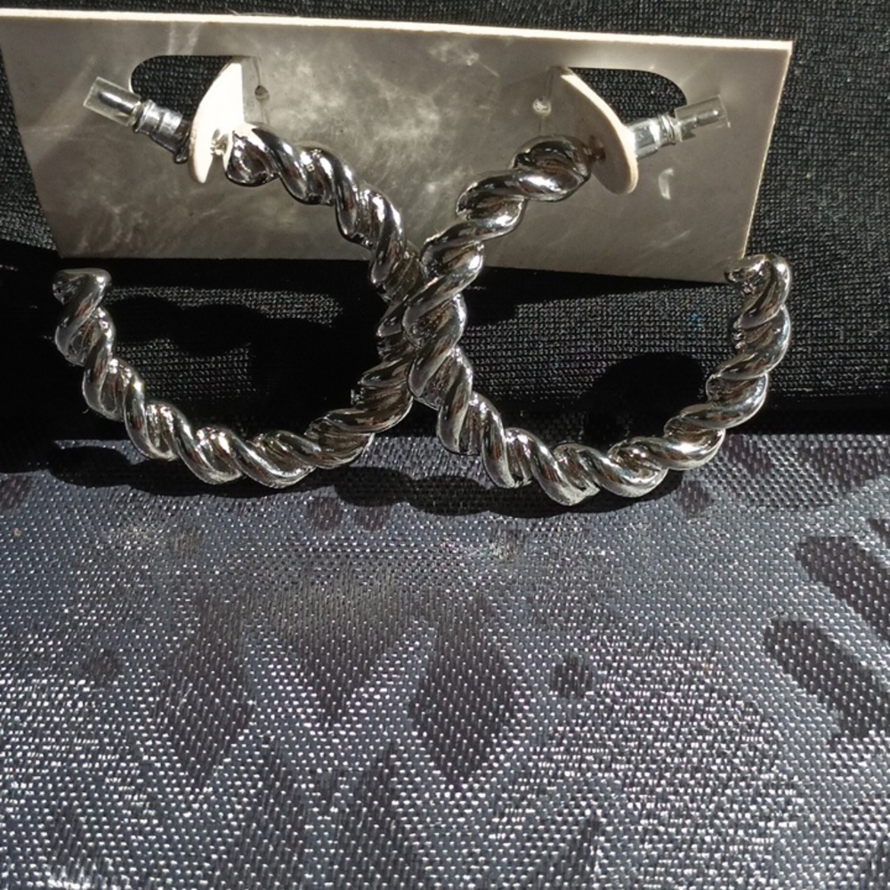 Silver Twisted Hoop Earrings